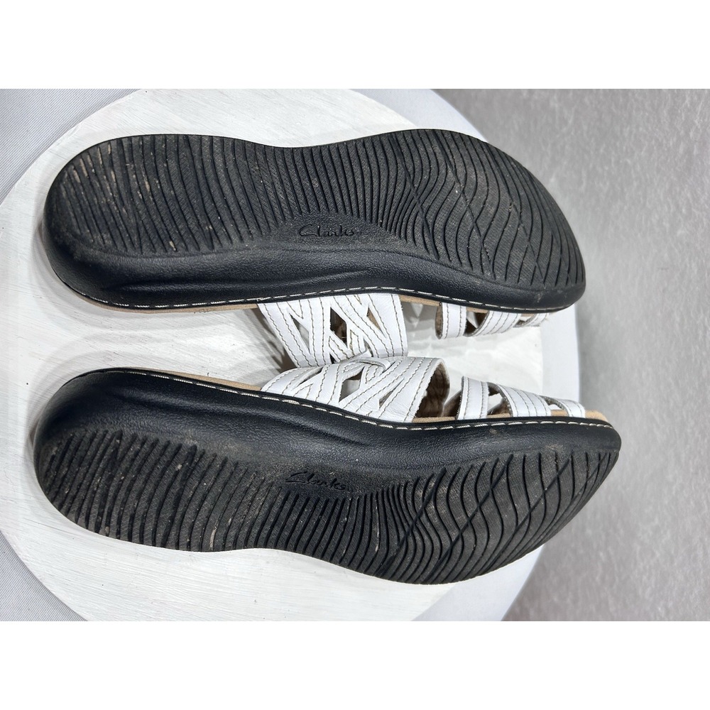 Clarks Women's Size 9.5W Laurieann Dusk White Leather Cushioned EUC - Picture 8 of 8